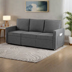 Canapé 3 places en lin 72,64 pouces avec coussins en éponge haute densité pour salon et chambre