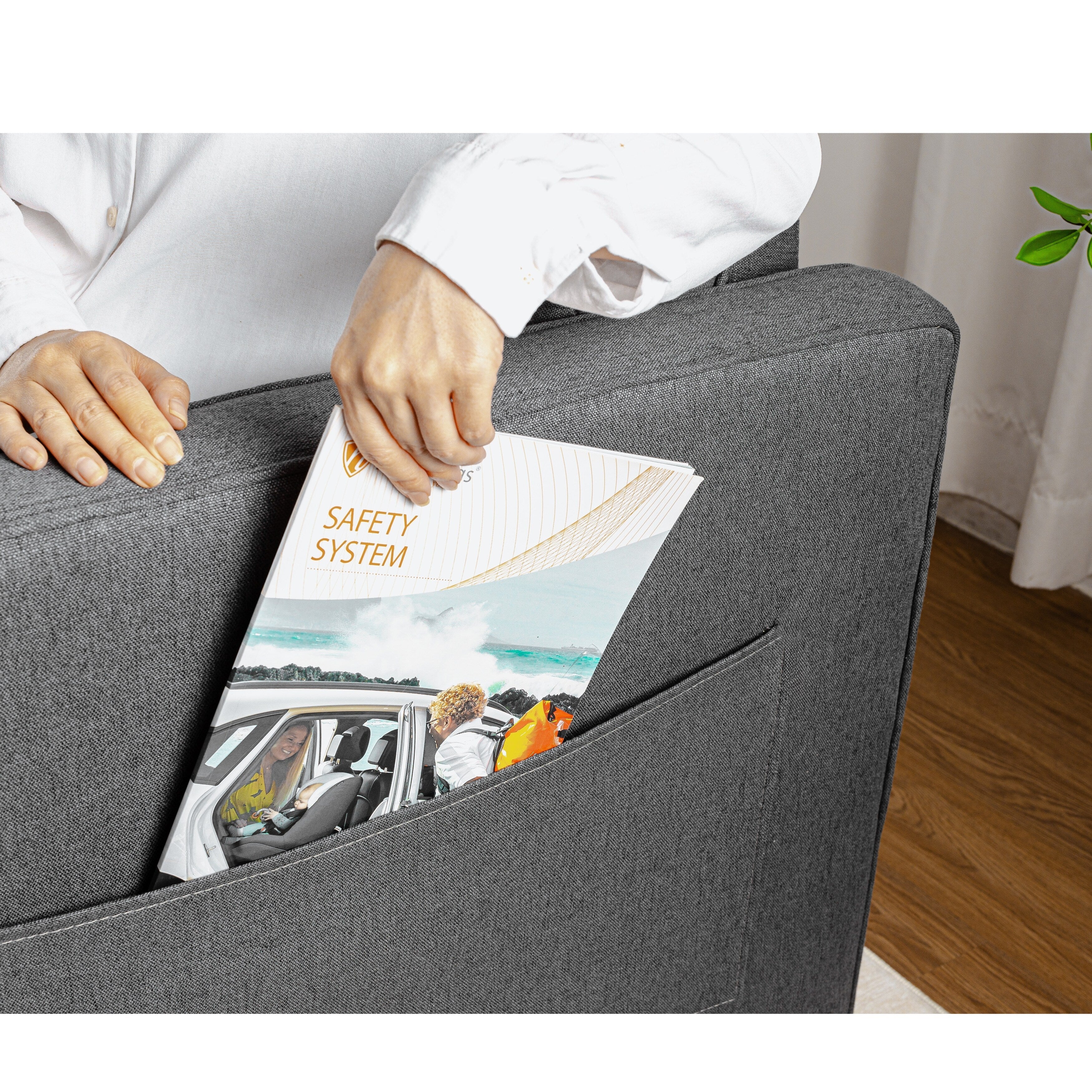 Canapé 3 places en lin 72,64 pouces avec coussins en éponge haute densité pour salon et chambre