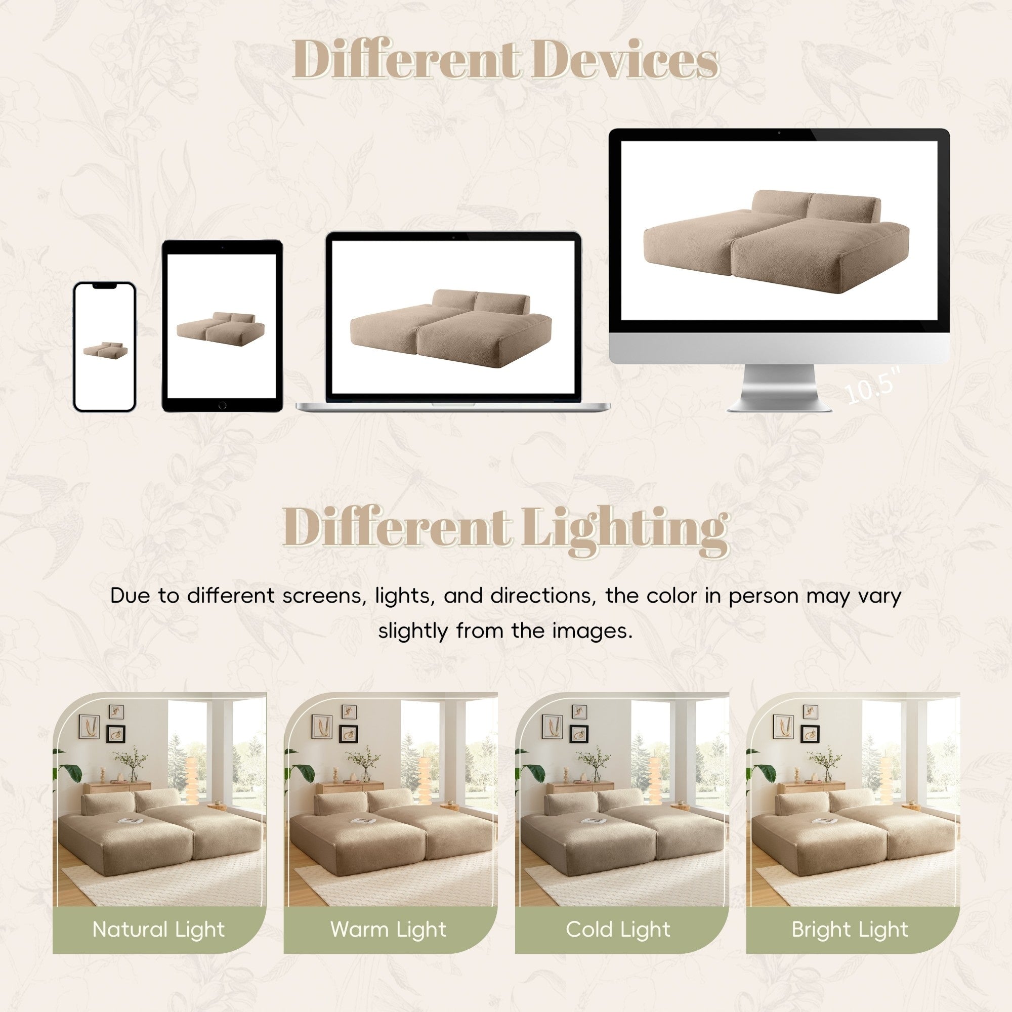 Canapé-lit modulaire surdimensionné de 72 pouces, spacieux et rempli de mousse compressée