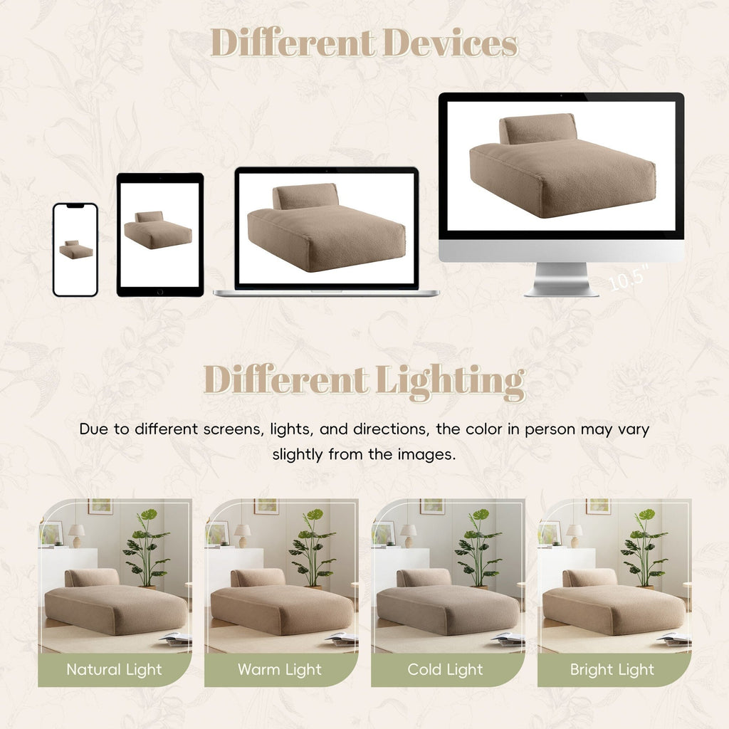Canapé-lit modulaire surdimensionné de 72 pouces, spacieux et rempli de mousse compressée