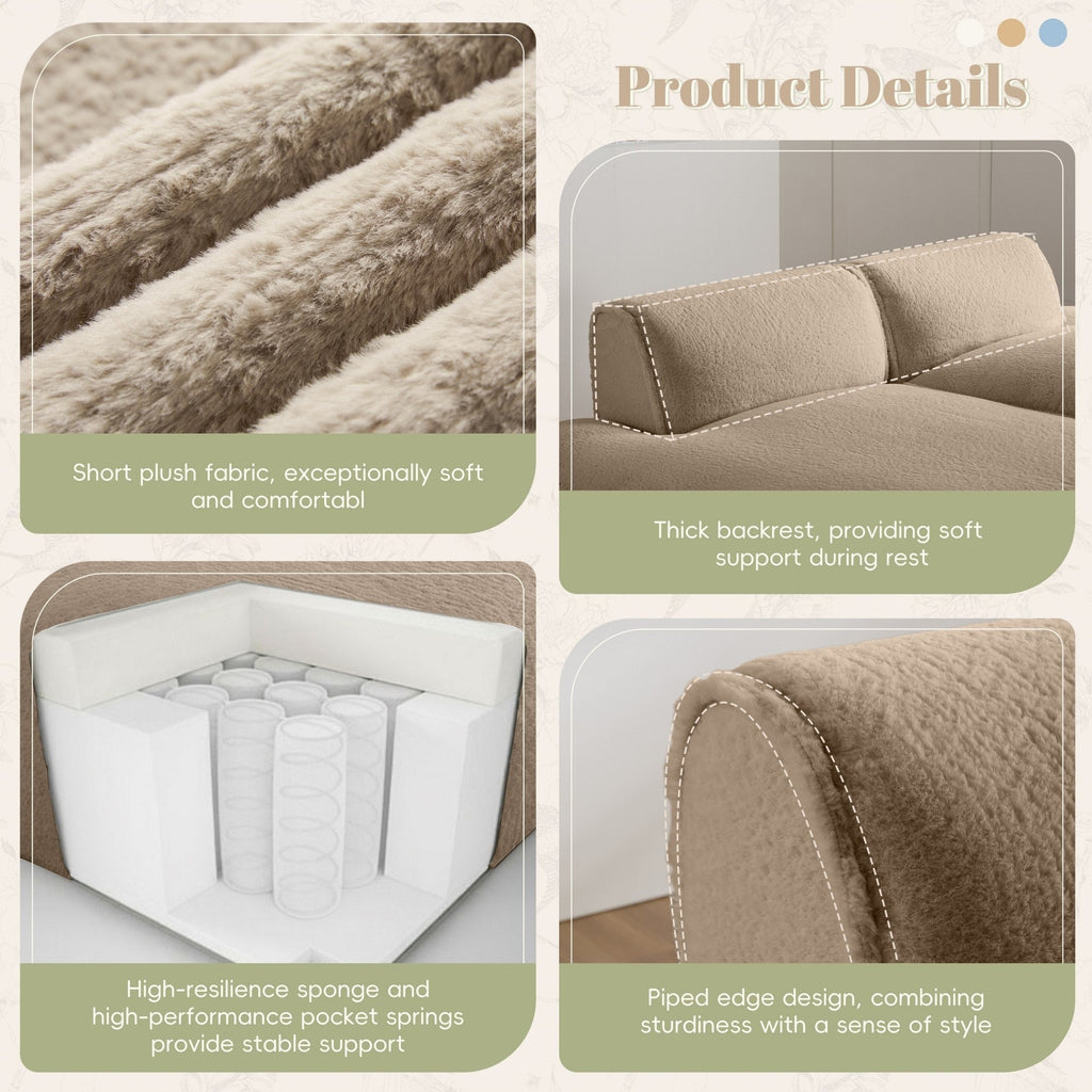 Canapé-lit modulaire surdimensionné de 72 pouces, spacieux et rempli de mousse compressée