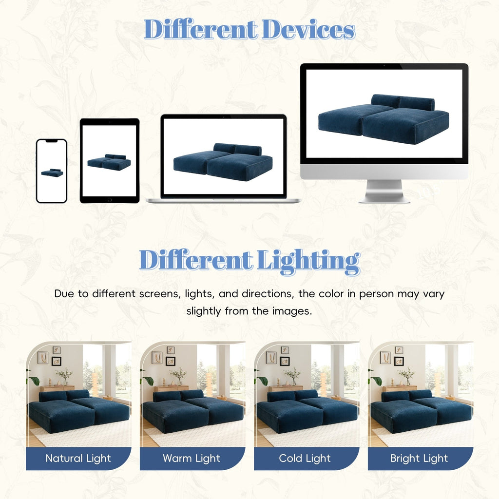 Canapé-lit modulaire surdimensionné de 72 pouces, spacieux et rempli de mousse compressée