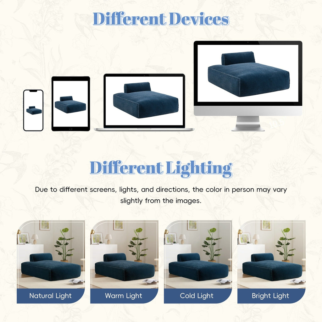 Canapé-lit modulaire surdimensionné de 72 pouces, spacieux et rempli de mousse compressée