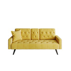 Canapé-lit 3 places en velours avec tête de clou et porte-gobelets pour le salon