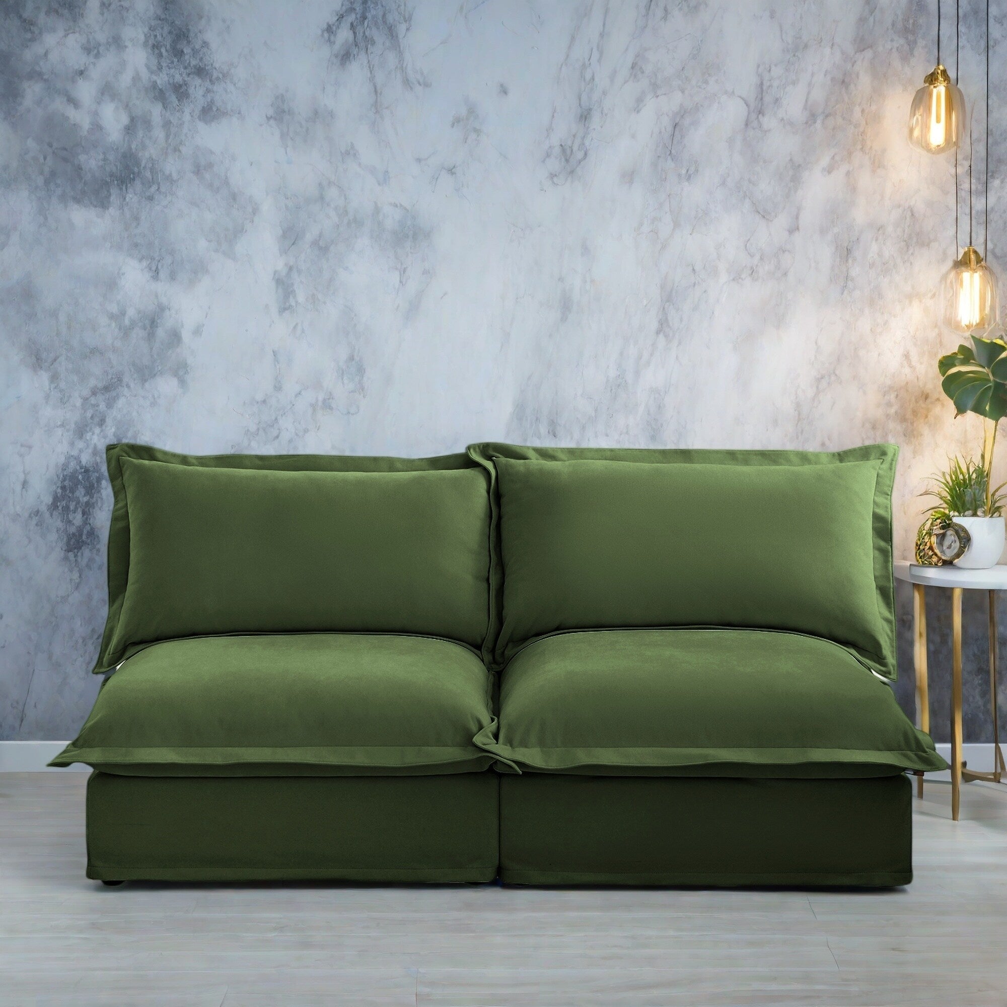 Canapé modulable 3 places en chenille 73.2 avec housses amovibles et lavables et plusieurs coussins