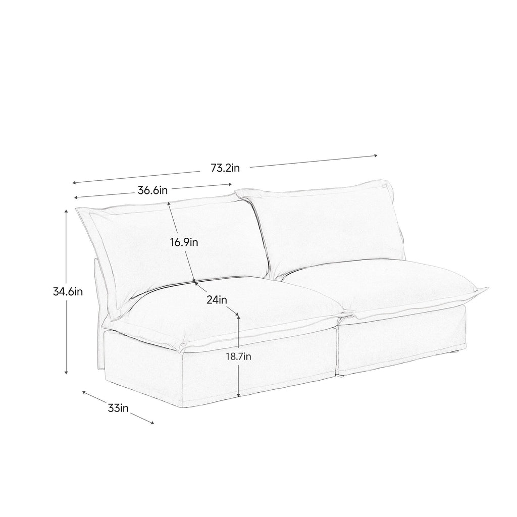 Canapé modulable 3 places en chenille 73.2 avec housses amovibles et lavables et plusieurs coussins
