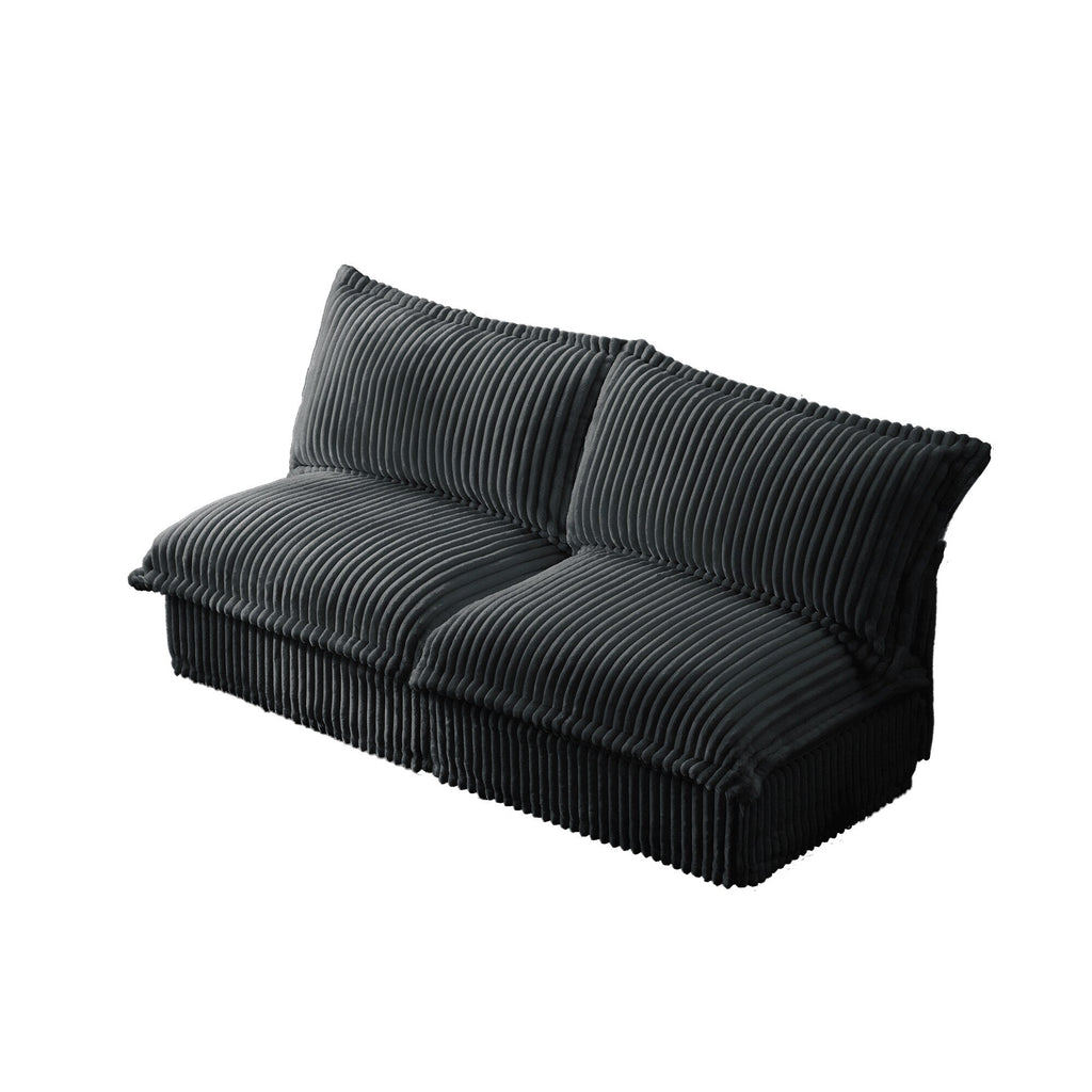 Canapé 3 places sans accoudoirs en velours côtelé 73,2 pouces profond pour salon et chambre