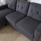 Canapé 3 places en velours en forme de L de 73,62 pouces avec méridienne réversible, montage facile et design adapté aux animaux de compagnie