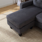 Canapé 3 places en velours en forme de L de 73,62 pouces avec méridienne réversible, montage facile et design adapté aux animaux de compagnie