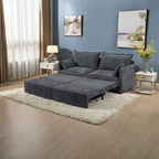 Canapé-lit convertible 3 en 1 en velours côtelé de 73,6 po avec lit gigogne, ports de chargement USB et rangement latéral