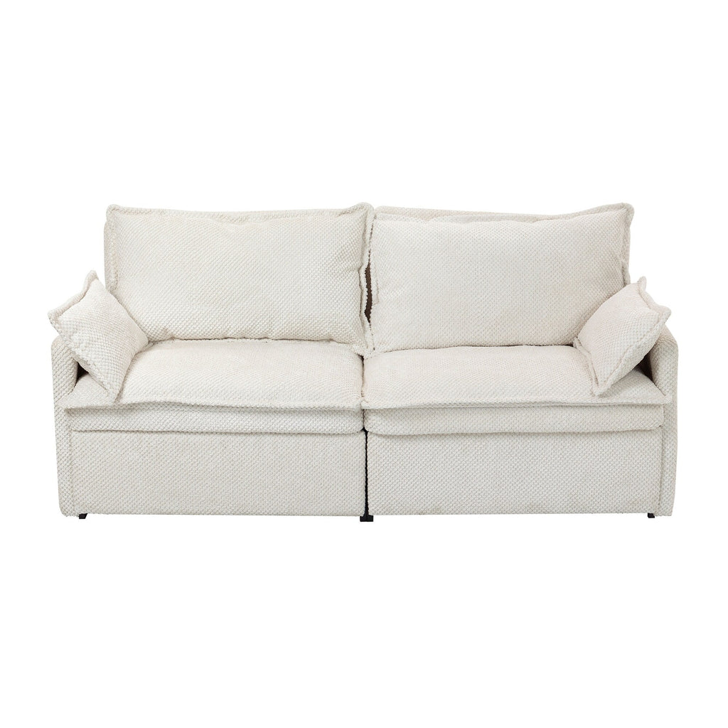 Canapé-lit convertible 3 en 1 en velours côtelé de 73,6 po avec lit gigogne, ports de chargement USB et rangement latéral