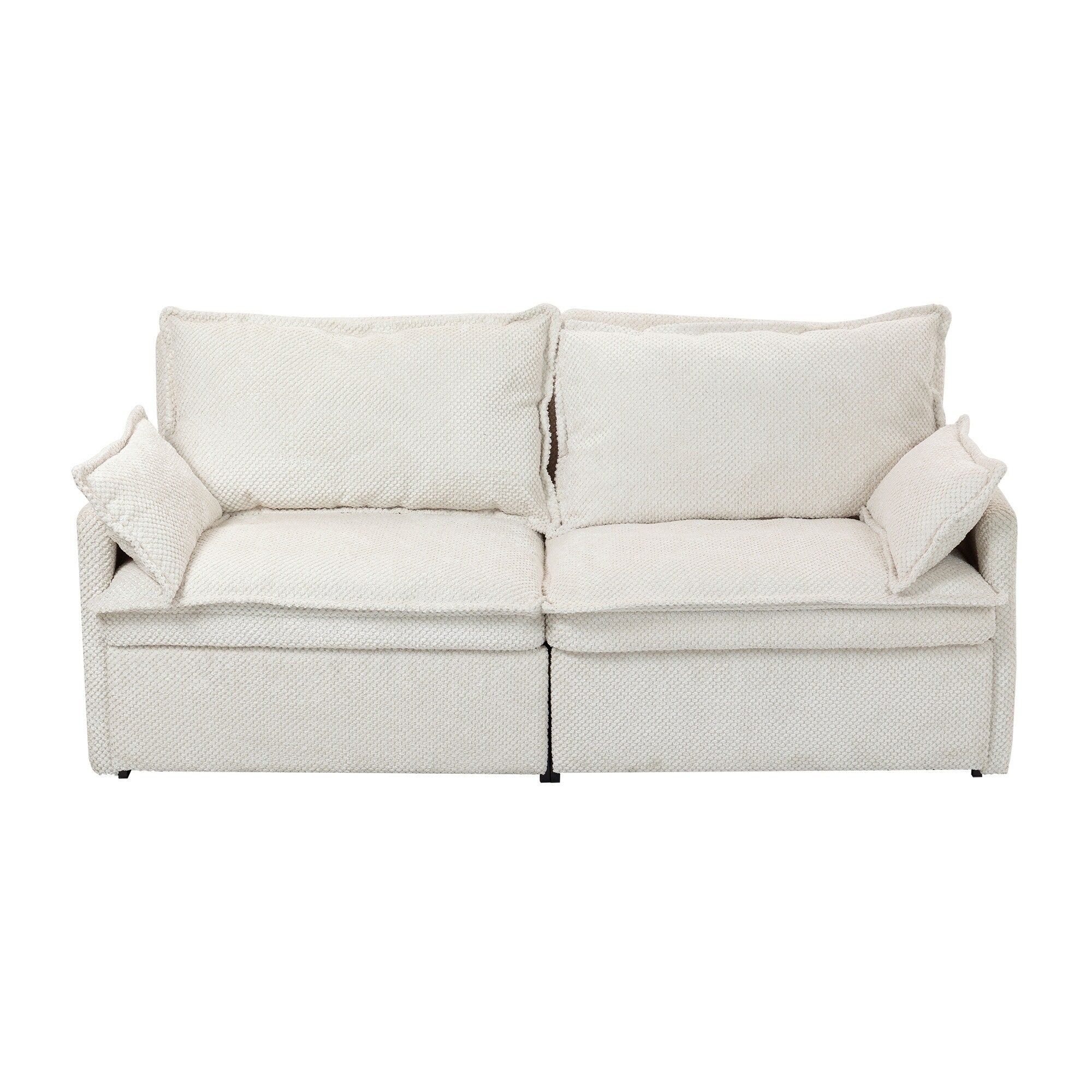 Canapé-lit convertible 3 en 1 en velours côtelé de 73,6 po avec lit gigogne, ports de chargement USB et rangement latéral