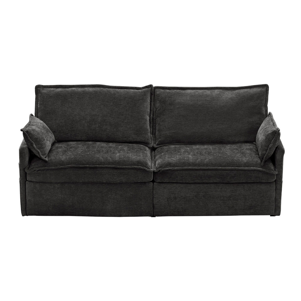 Canapé-lit convertible 3 en 1 en velours côtelé de 73,6 po avec lit gigogne, ports de chargement USB et rangement latéral