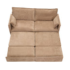 Canapé-lit convertible 3 en 1 en velours côtelé de 73,6 po avec lit gigogne, ports de chargement USB et rangement latéral