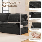 Canapé-lit convertible 3 en 1 en velours côtelé de 73,6 po avec lit gigogne, ports de chargement USB et rangement latéral