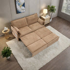 Canapé-lit convertible 3 en 1 en velours côtelé de 73,6 po avec lit gigogne, ports de chargement USB et rangement latéral