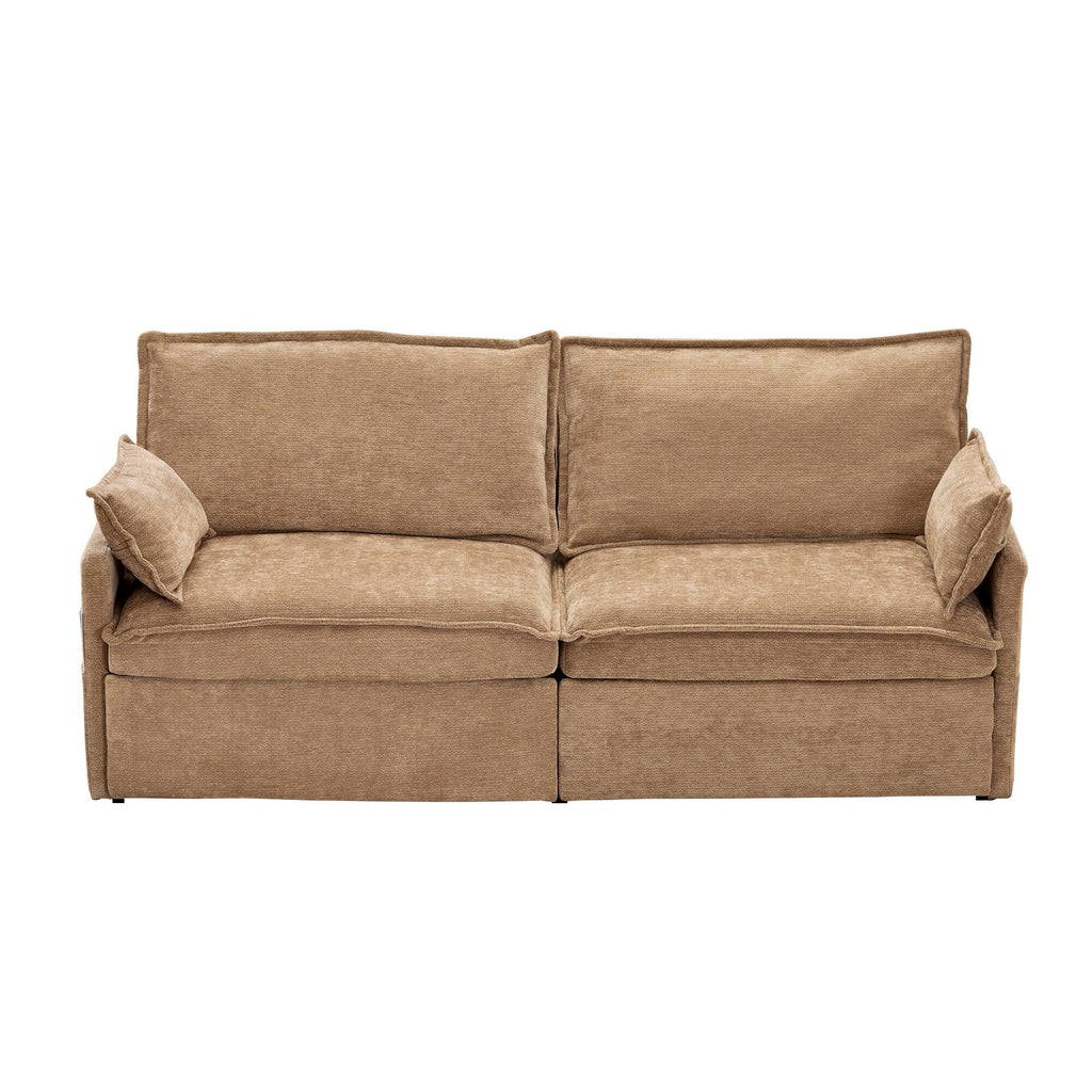 Canapé-lit convertible 3 en 1 en velours côtelé de 73,6 po avec lit gigogne, ports de chargement USB et rangement latéral