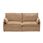 Canapé-lit convertible 3 en 1 en velours côtelé de 73,6 po avec lit gigogne, ports de chargement USB et rangement latéral