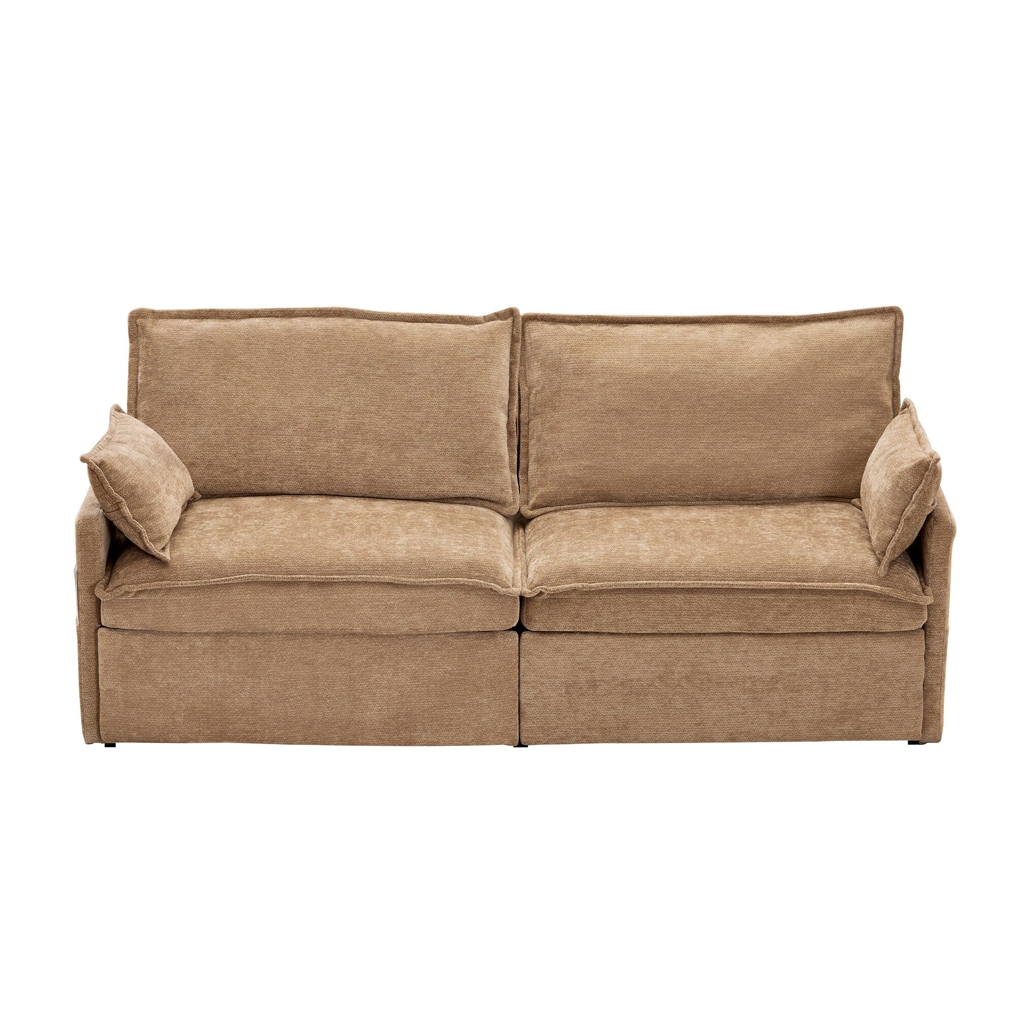 Canapé-lit convertible 3 en 1 en velours côtelé de 73,6 po avec lit gigogne, ports de chargement USB et rangement latéral