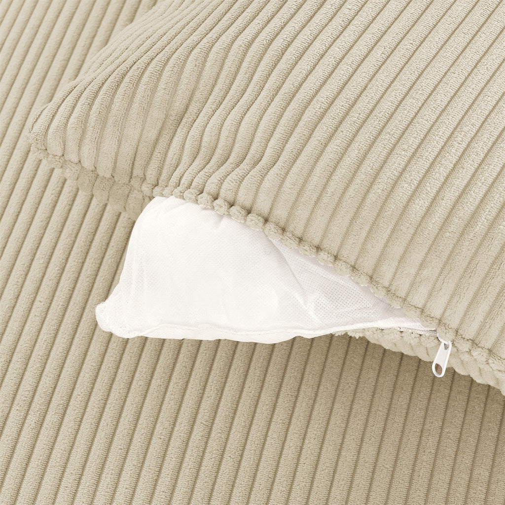 Canapé 2 places moderne en velours côtelé 73, assise profonde avec porte-gobelets et support pour téléphone