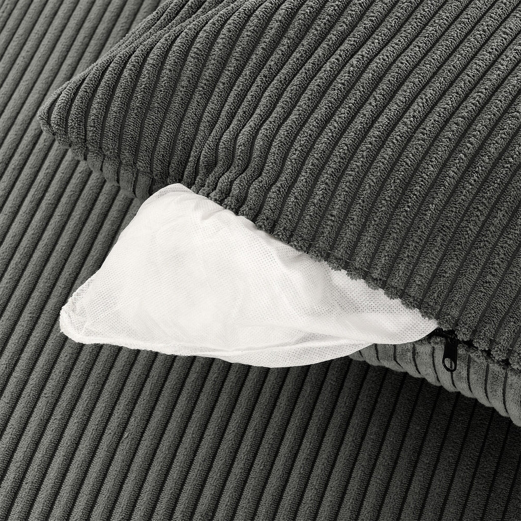 Canapé 2 places moderne en velours côtelé 73, assise profonde avec porte-gobelets et support pour téléphone