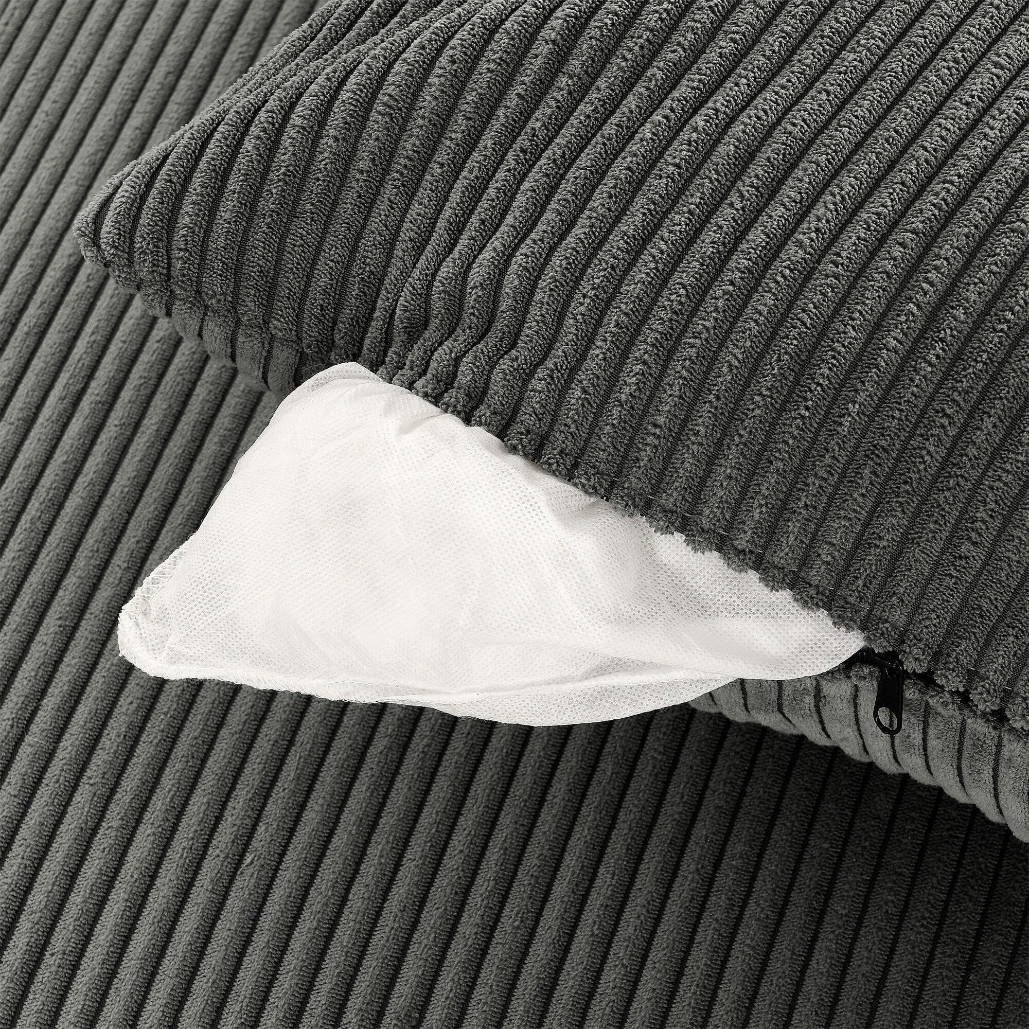 Canapé 2 places moderne en velours côtelé 73, assise profonde avec porte-gobelets et support pour téléphone