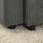 Canapé 2 places moderne en velours côtelé 73, assise profonde avec porte-gobelets et support pour téléphone