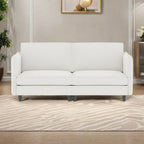 Canapé 3 places en tissu avec ressorts ensachés et structure en bois massif, poches de rangement latérales.