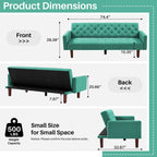 Canapé-lit futon convertible en lin pour une personne (74,41 po) avec dossier réglable (74,41 x 32,68 x 28,94 po)