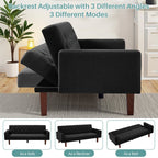 Canapé-lit futon convertible en lin pour une personne (74,41 po) avec dossier réglable (74,41 x 32,68 x 28,94 po)