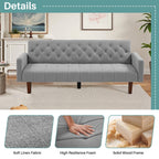 Canapé-lit futon convertible en lin pour une personne (74,41 po) avec dossier réglable (74,41 x 32,68 x 28,94 po)