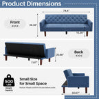 Canapé-lit futon convertible en lin pour une personne (74,41 po) avec dossier réglable (74,41 x 32,68 x 28,94 po)