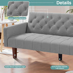 Canapé-lit futon convertible en lin pour une personne (74,41 po) avec dossier réglable (74,41 x 32,68 x 28,94 po)