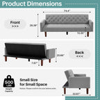 Canapé-lit futon convertible en lin pour une personne (74,41 po) avec dossier réglable (74,41 x 32,68 x 28,94 po)