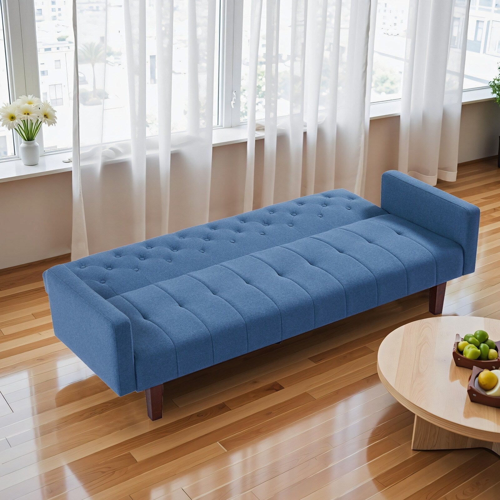 Canapé-lit futon convertible en lin pour une personne (74,41 po) avec dossier réglable (74,41 x 32,68 x 28,94 po)