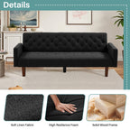 Canapé-lit futon convertible en lin pour une personne (74,41 po) avec dossier réglable (74,41 x 32,68 x 28,94 po)