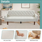 Canapé-lit futon convertible en lin pour une personne (74,41 po) avec dossier réglable (74,41 x 32,68 x 28,94 po)