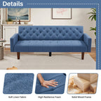 Canapé-lit futon convertible en lin pour une personne (74,41 po) avec dossier réglable (74,41 x 32,68 x 28,94 po)