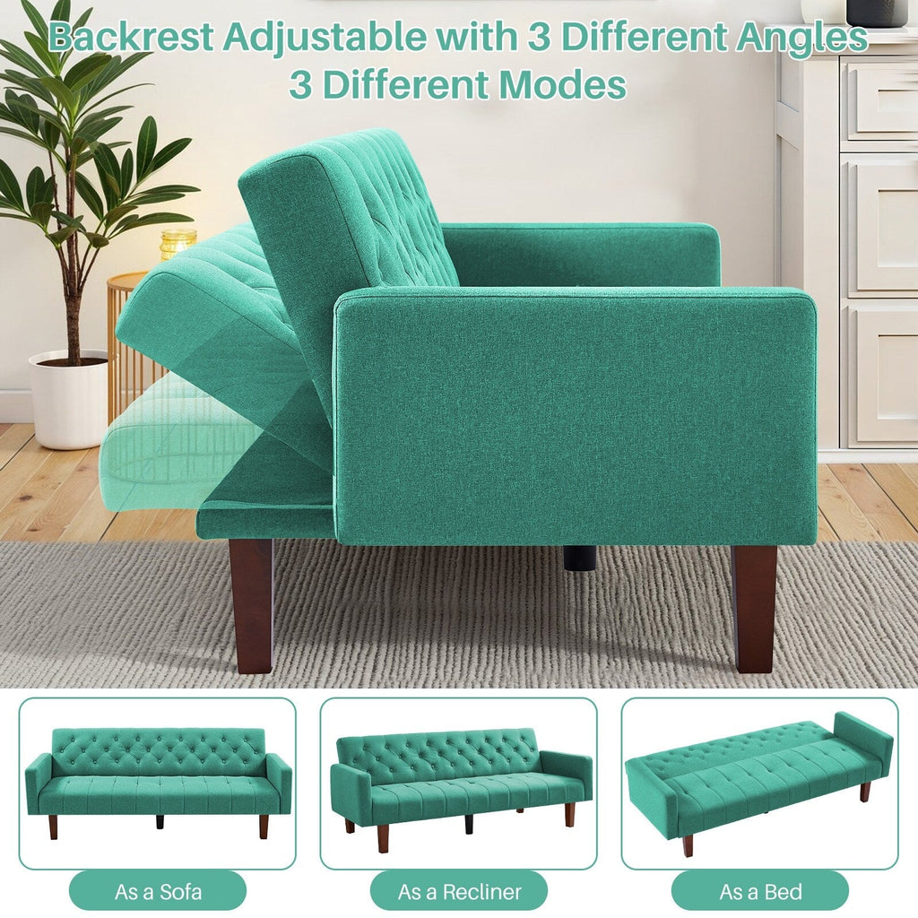 Canapé-lit futon convertible en lin pour une personne (74,41 po) avec dossier réglable (74,41 x 32,68 x 28,94 po)