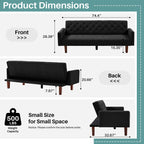 Canapé-lit futon convertible en lin pour une personne (74,41 po) avec dossier réglable (74,41 x 32,68 x 28,94 po)