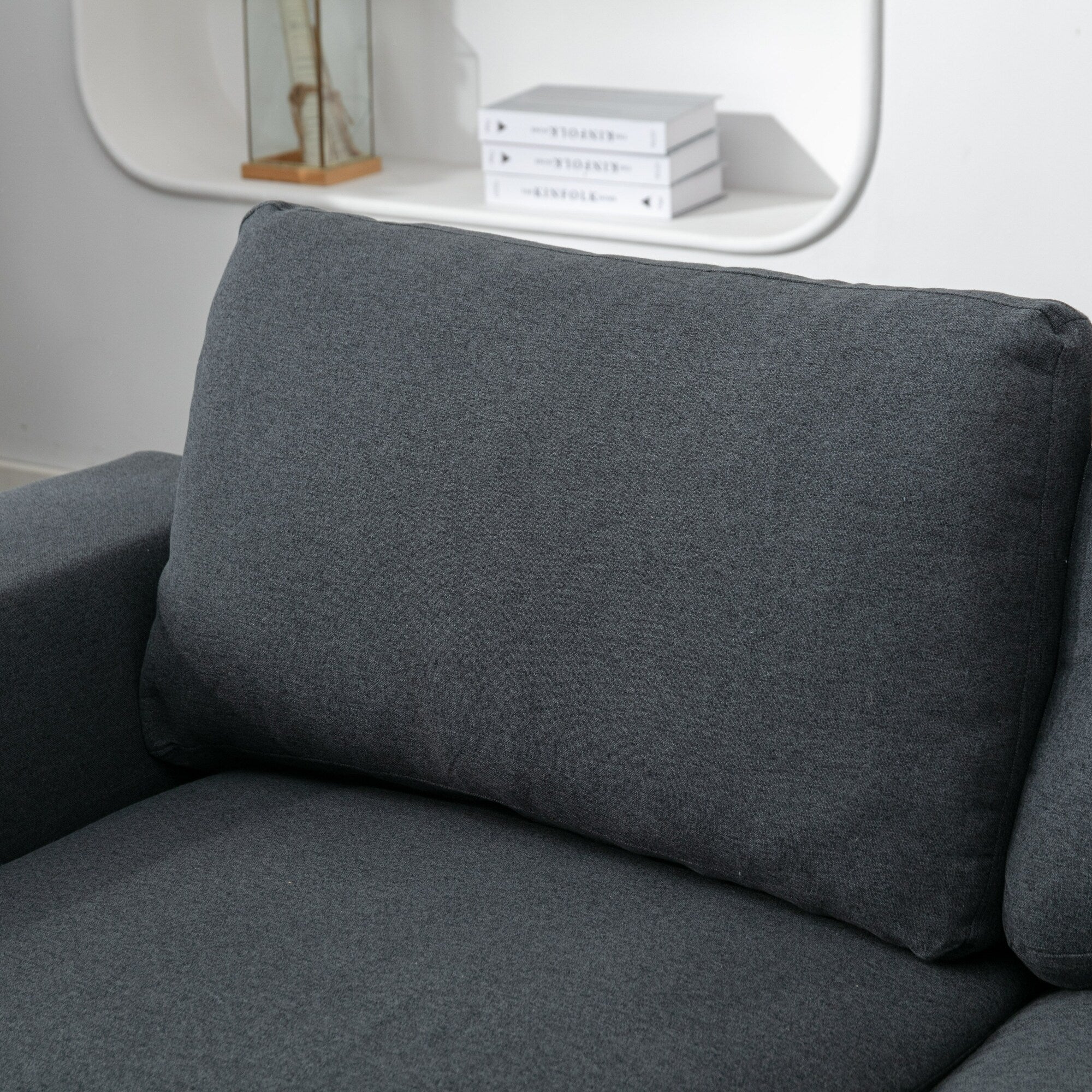 Canapé causeuse en tissu de 74,8 po avec coussins amovibles, pieds en métal et accoudoirs carrés contemporains