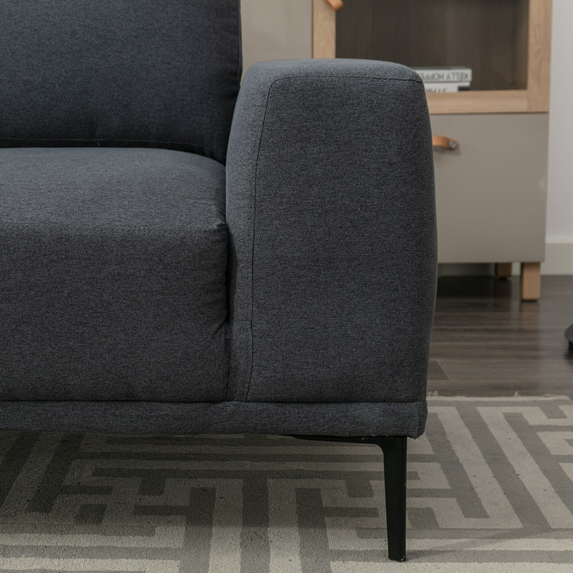 Canapé causeuse en tissu de 74,8 po avec coussins amovibles, pieds en métal et accoudoirs carrés contemporains