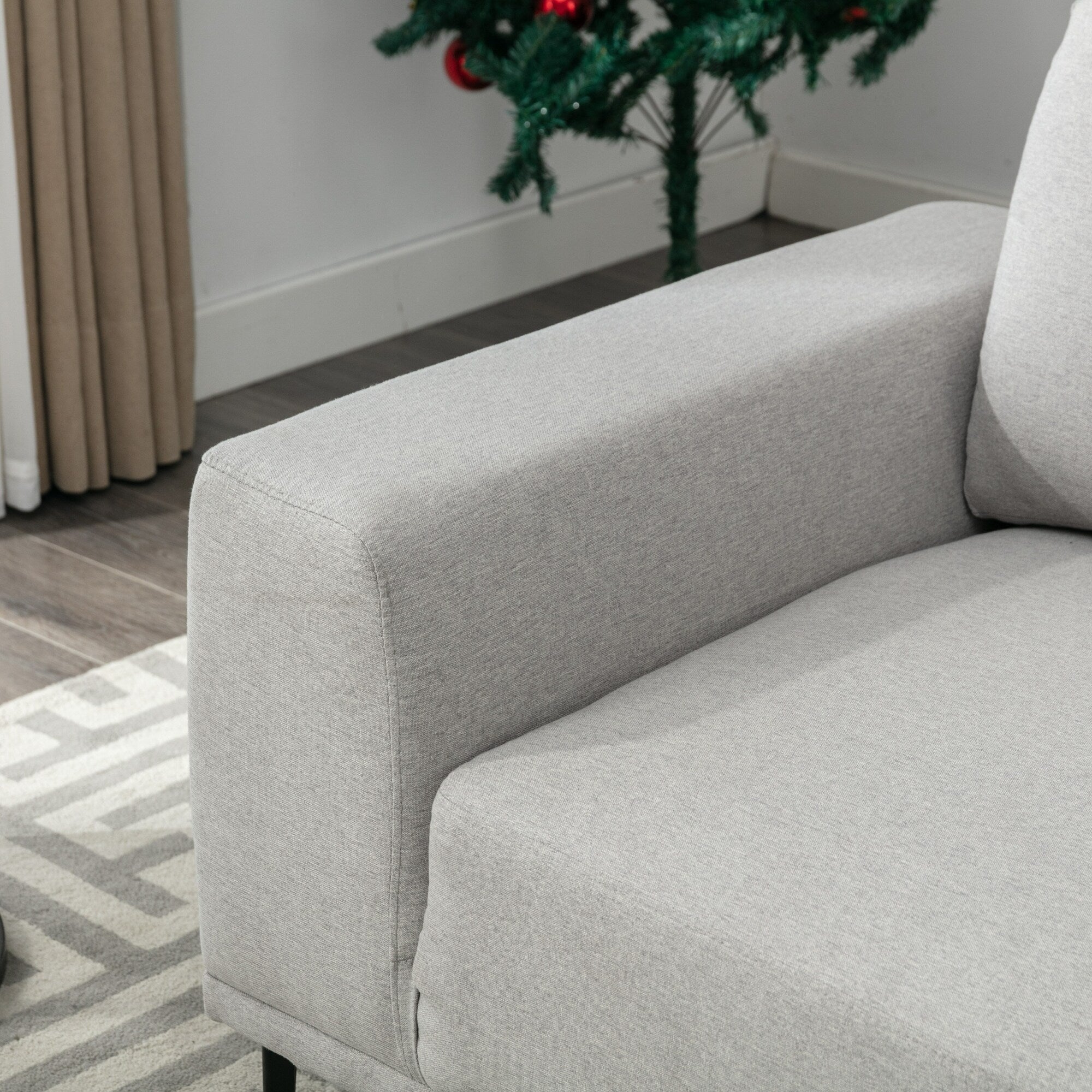 Canapé causeuse en tissu de 74,8 po avec coussins amovibles, pieds en métal et accoudoirs carrés contemporains