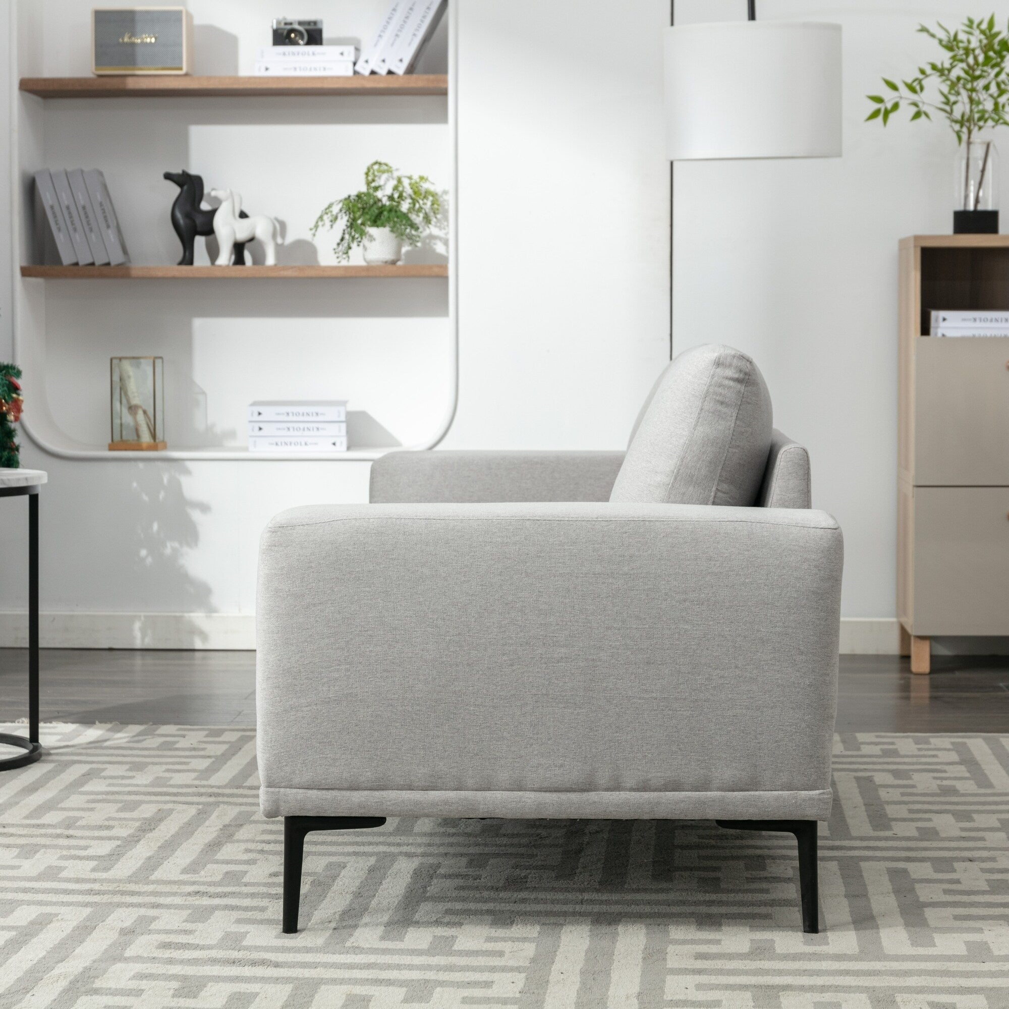 Canapé causeuse en tissu de 74,8 po avec coussins amovibles, pieds en métal et accoudoirs carrés contemporains