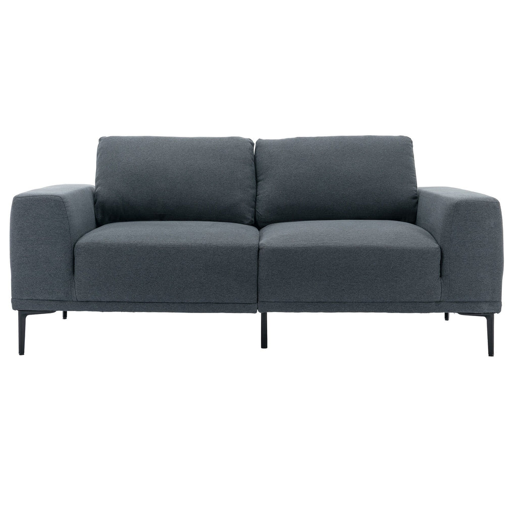 Canapé causeuse en tissu de 74,8 po avec coussins amovibles, pieds en métal et accoudoirs carrés contemporains