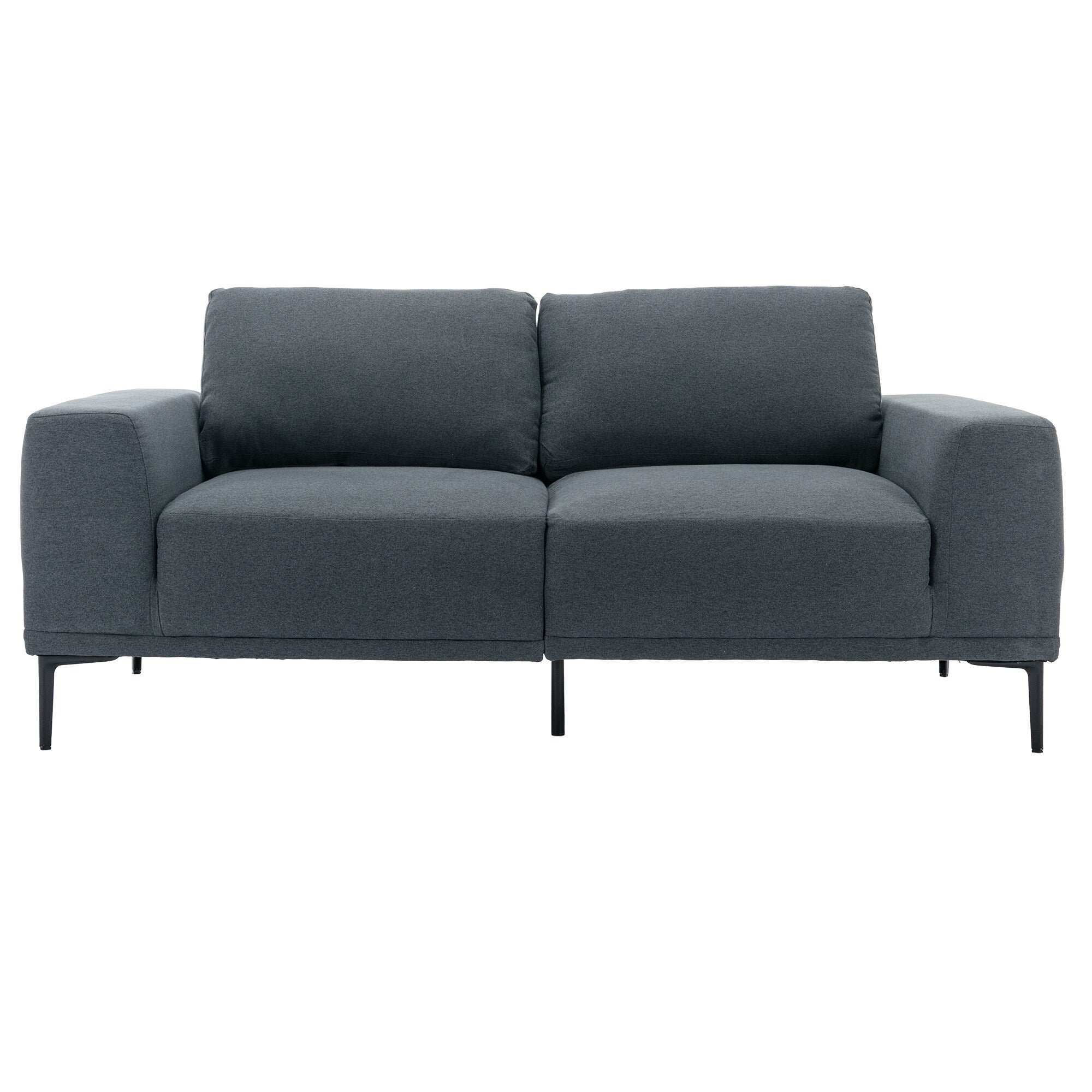 Canapé causeuse en tissu de 74,8 po avec coussins amovibles, pieds en métal et accoudoirs carrés contemporains