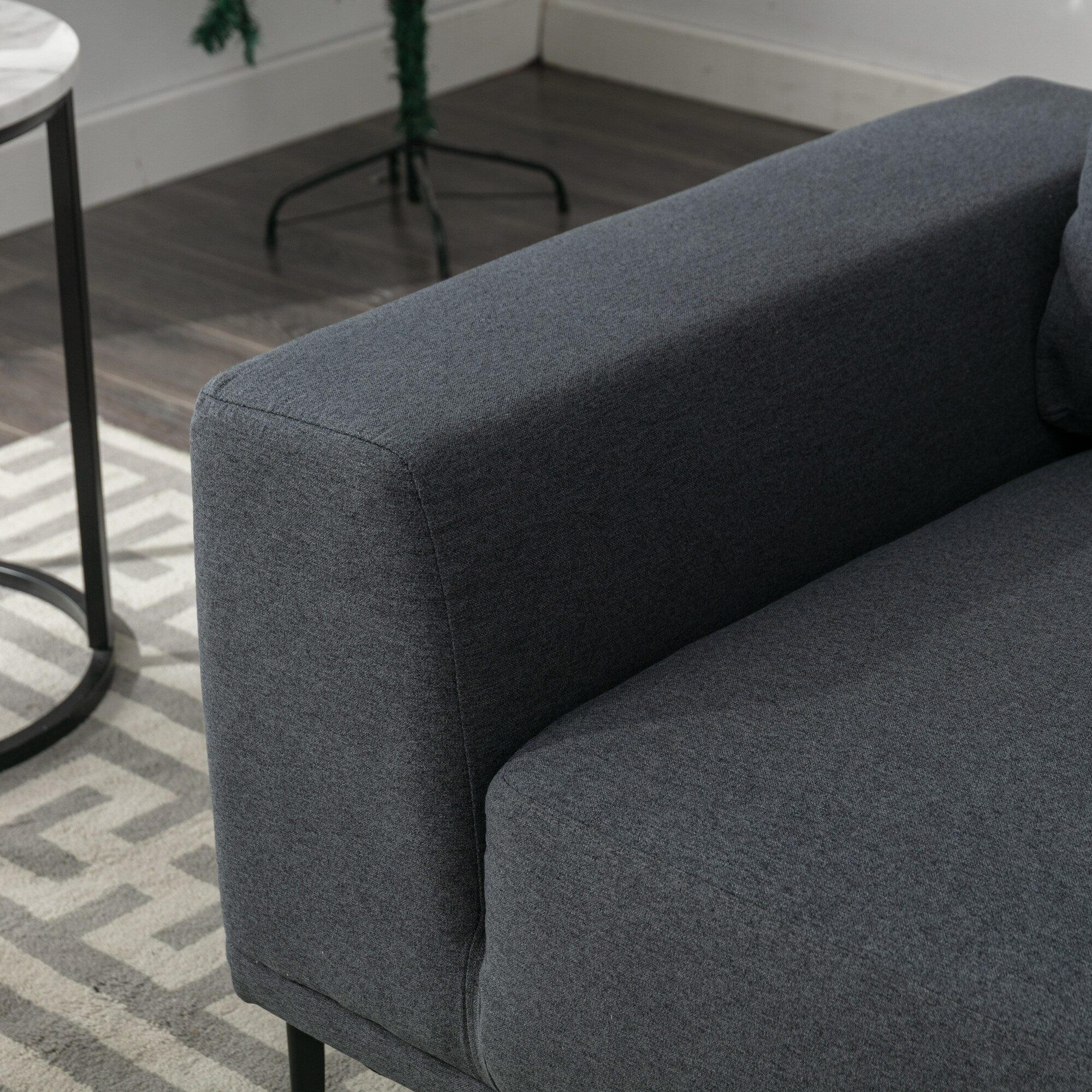 Canapé causeuse en tissu de 74,8 po avec coussins amovibles, pieds en métal et accoudoirs carrés contemporains