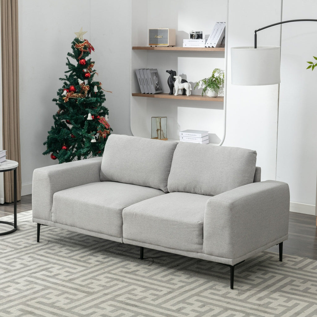 Canapé causeuse en tissu de 74,8 po avec coussins amovibles, pieds en métal et accoudoirs carrés contemporains