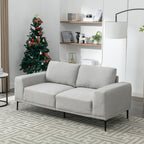 Canapé causeuse en tissu de 74,8 po avec coussins amovibles, pieds en métal et accoudoirs carrés contemporains