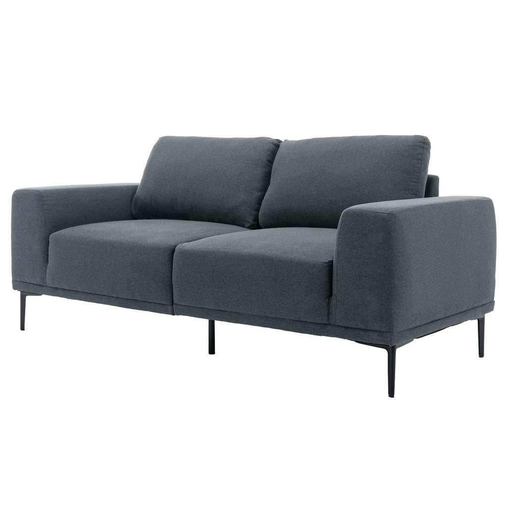 Canapé causeuse en tissu de 74,8 po avec coussins amovibles, pieds en métal et accoudoirs carrés contemporains